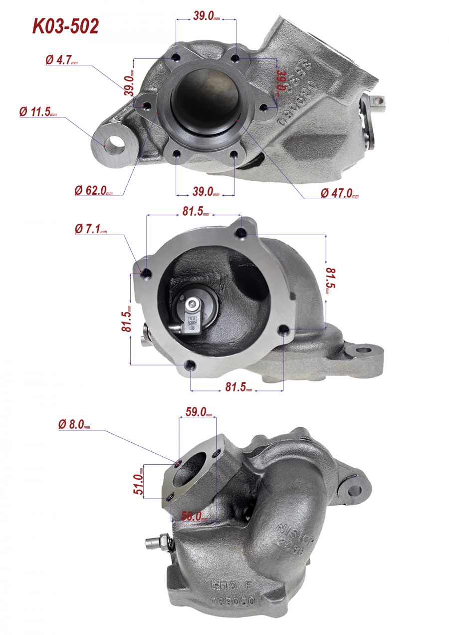 Obudowa żeliwna do turbosprężarki AUDI A4 1.8T APU 110kW 150KM K03-052 - Photo 10